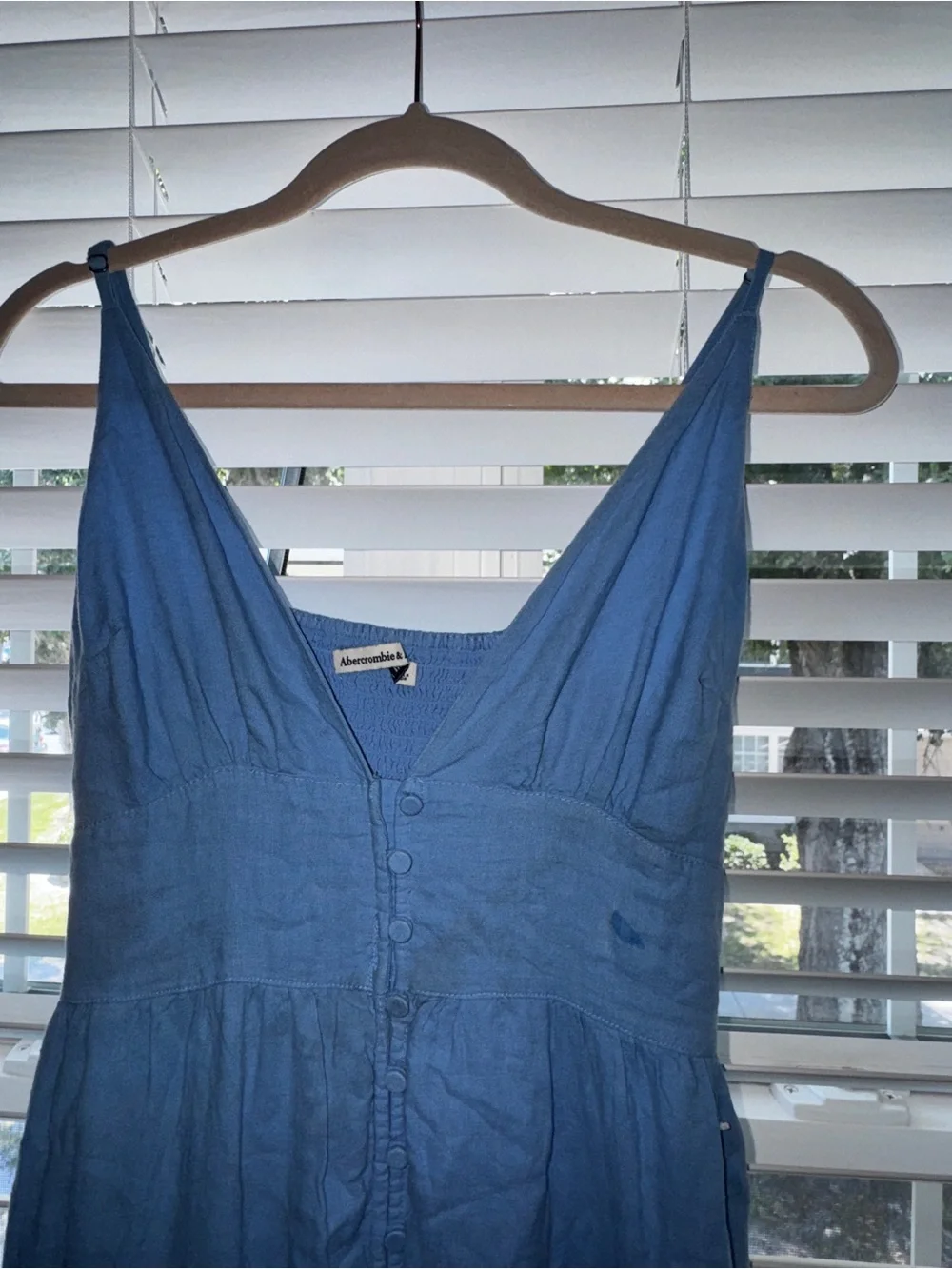 Abercrombie & Fitch Deep Blue Button-Front Maxi Dress